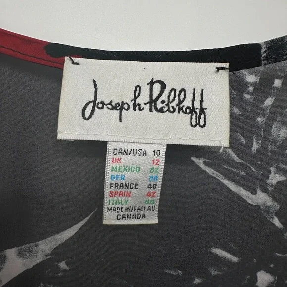 Joseph Ribkoff Top Shirt Size 10 Chiffon Overlay 3/4 Kimono Sleeve Romantic Boho - Picture 9 of 12